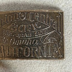 Union & Central Pacific RR Line Omaha California Belt Buckle Dark Finish