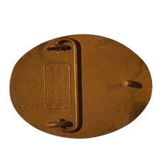 Vintage Powder River Brass Belt Buckle Cowboy Herding Cattle Western Oval
