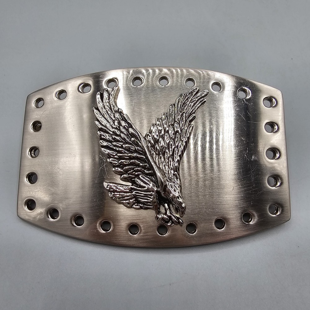 American Eagle Belt Buckle Brushed Nickel Pierced Edge High Relief Flying 3D