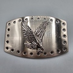 American Eagle Belt Buckle Brushed Nickel Pierced Edge High Relief Flying 3D