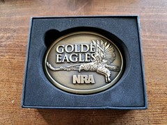 3 NRA Belt Buckles « Golden Eagles » High Quality New In Box