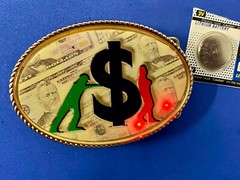 Led Dollar Sign Belt Buckle Attention Grabbing Lights! W/ Fresh Battery