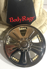 Body Rage Spinning Tire Rim Wheel Spinner Cut-Out Alloy Belt Buckle Chrome New