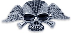 Winged Skull Rhinestone Belt Buckle