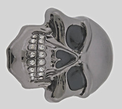Skull Belt Buckle Grill Gunmetal Gray Emblem Bling Iced Style New Men Women Goth