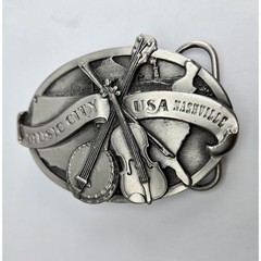 Vintage 80s Pewter Music City USA Nashville Made by Siskiyou Buckle Co. Inc 1984