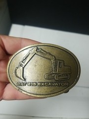 Vintage Brass Caterpillar Cat 215 Excavator Belt Buckle