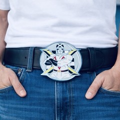 Vintage 2001 Speed Racer Belt Buckle Racing Theme Enamel Oval Cartoon Hero