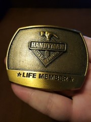Handyman Club of America Life Member Brass Hammer Belt Buckle 1996
