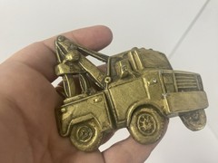 1970s Brass Wrecker Tow Truck Belt Buckle Vintage Vehicle Equipment