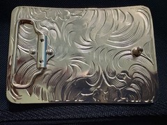 Western Horse Head Greek Key Engraved Belt Buckle Gold/Silver Metal 1.5in