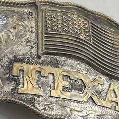 Vintage Texas, U.S. Flag Large Western Distressed Cowboy Buckle Made In Mexico