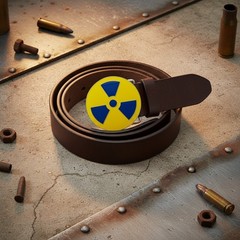 Unisex Fashion Belt Buckle Silver Metal Yellow Nuke Bomb Nuclear Animation Anime