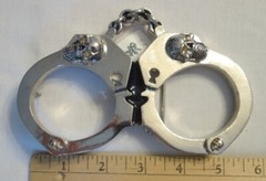Handcuffs Belt Buckle Journey&rsquo;s Silver Metal Skulls Halloween Costume Unisex NWT