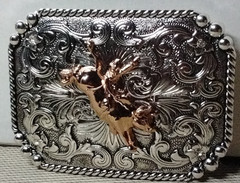 RIDING COWBOY Western Belt Buckle Hebilla Vaquera Con Toro