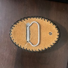 Vintage Tooled & Painted Mexico Souvenir Leather Belt Buckle Cactus Aluminum 70s