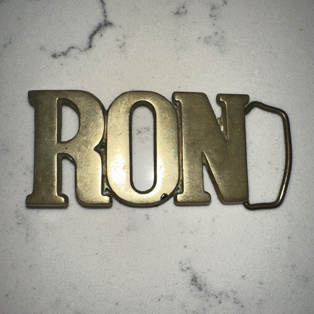 Vintage Brass Belt Buckle name RON « RON » Retro 70s Western Streetwear