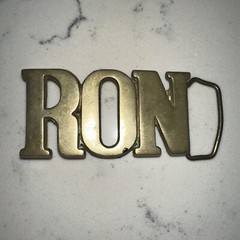 Vintage Brass Belt Buckle name RON « RON » Retro 70s Western Streetwear