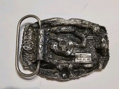 Vintage SISKIYOU BUCKLE CO. INC 2 Airplanes B-27 Pewter Belt Buckle 1983 2&Prime;x3&Prime;