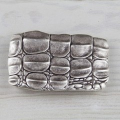 Croco Look Belt Buckle Antique Silver – Textured Embossed, For DIY Belts