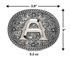 Western Cowboy/Cowgirl Initial Belt Buckle – Silver – Large Letter Sch…
