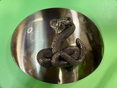 Snake Attacking Fangs Slithering Rattlesnake LARGE Silver Color NOS Belt Buckle