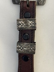 Chacon Unisex Size 30 Red or Brown Leather Sterling Silver Buckle Belt