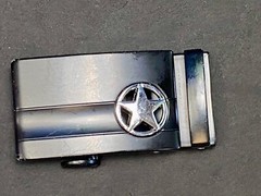Star Military? Black And Silver Color Vintage Belt Buckle Marked NN