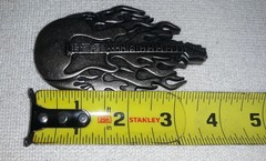 Vintage Pewter Flaming Electric Guitar Rock & Roll Belt Buckle Excellent