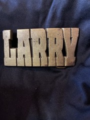 LARRY Vintage Brass Buckle Serial # Personalized Retro