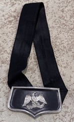 ACCESSOCRAFT SILVER TONE AND FAUX BLACK LEATHER EAGLE BELT BUCKLE BLACK BELT