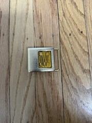 VTG 70s LEE Jeans Metal “M” Initial Belt Buckle Alphabet Letter Gold Tone Enamel