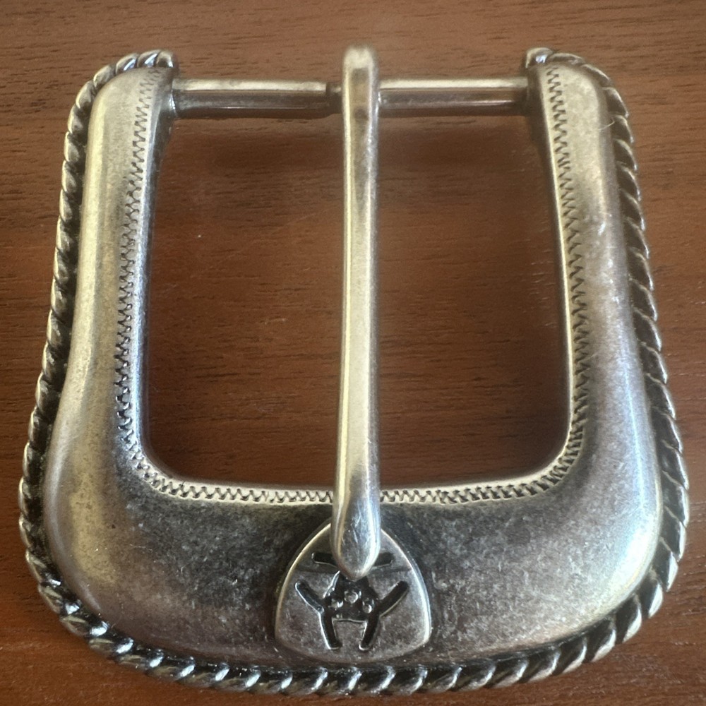 Vintage Ariat Western rope style Belt Buckle Silver Toned Rope Edge 2006