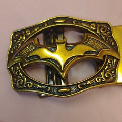 Men&rsquo;s Batman Logo Gold Tone Metal Western Belt Buckle Antique Finish 1.5 in