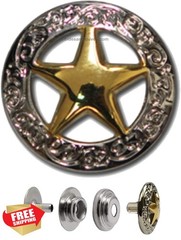 Hides and Knives Gold Texas Ranger Star Snap Button Set