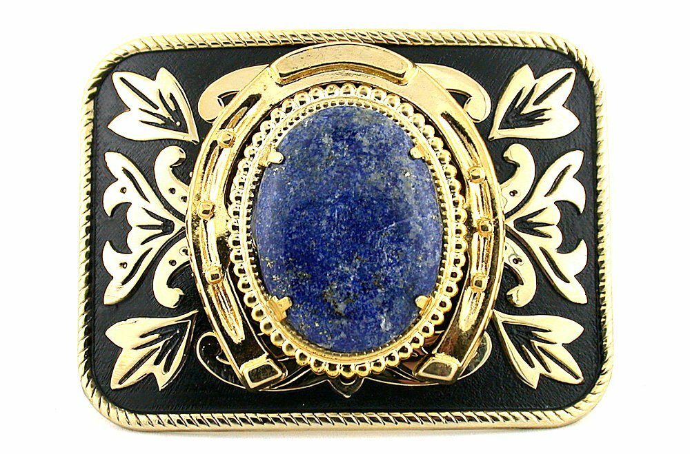 40×30 Oval Lapis Cab Cabochon Gem Gold Color Southwest Western Belt Buckle PBB6
