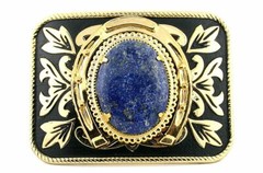 40×30 Oval Lapis Cab Cabochon Gem Gold Color Southwest Western Belt Buckle PBB6