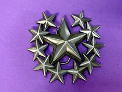 Eleven Five Pointed Star Cutout Silver Color Western Style LARGE Belt Buckle
