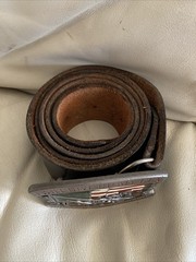 Vintage I WILL GIVE UP MY GUN WHEN THEY PRY IT FROM MY.. Leather BELT And BUCKLE