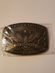 America&rsquo;s Freedom Belt Buckle 2nd Amendment Bronze Eagle Shield Stars