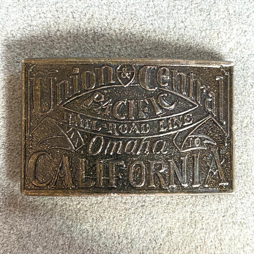Union & Central Pacific RR Line Omaha California Belt Buckle Dark Finish