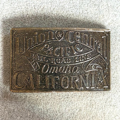 Union & Central Pacific RR Line Omaha California Belt Buckle Dark Finish
