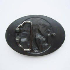 Three Horses Western Oval Cowboy Rodeo Green Enamel Metal Belt Buckle