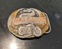 Harley-Davidson belt buckle, 1991 vintage HARMONY Design M-88 BIKE SNAKE Wings