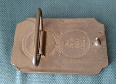 Vintage BTS Solid Cast Brass Tooled Leather Semi Truck Belt Buckle Tan Black