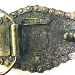 1983 American Eagle Black Enamel & Biker Chain Border Great American Buckle Co