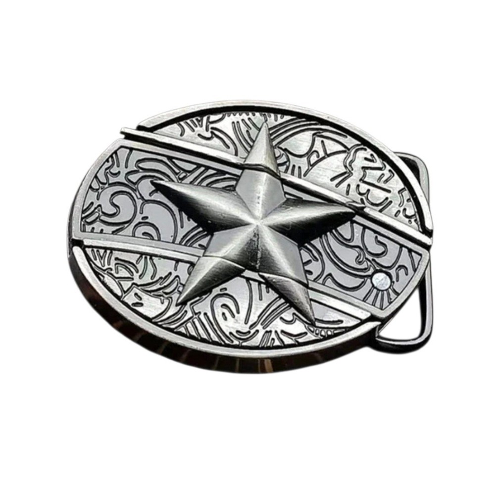 Western Star Zinc Alloy Oval Belt Buckle 2 in 1