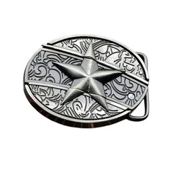 Western Star Zinc Alloy Oval Belt Buckle 2 in 1