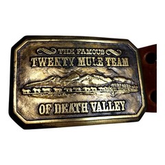 Vintage Solid Brass Belt Buckle and Raw Hide Leather Belt Limited Edition Borax