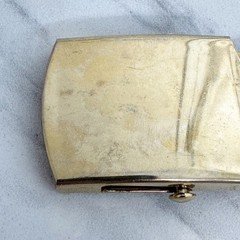 Vanguard Vintage Military Web Clamp Belt Buckle Gold Tone Made in USA Signed